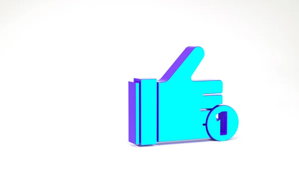 Turkos Hand som ikon isolerad på vit bakgrund. Minimalistiskt koncept. 3D-återgivning för 3D — Stockfoto
