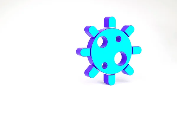 Ícone de Bactérias Turquesa isolado no fundo branco. Bactérias e germes, causadores de doenças de microrganismos, câncer de células, micróbios, vírus, fungos. Conceito de minimalismo. 3D ilustração 3D render — Fotografia de Stock