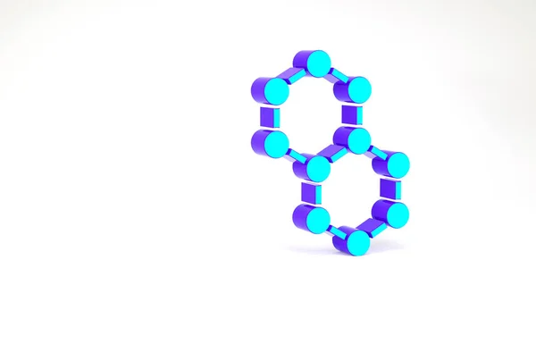Значок бірюзової молекули ізольовано на білому тлі. Структура молекул в хімії, вчителі науки інноваційний освітній плакат. Концепція мінімалізму. 3D ілюстрація 3D рендеринга — стокове фото
