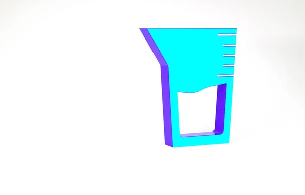 Turkusowe szkło laboratoryjne lub ikona zlewki izolowane na białym tle. Koncepcja minimalizmu. Ilustracja 3D 3D renderowania — Zdjęcie stockowe