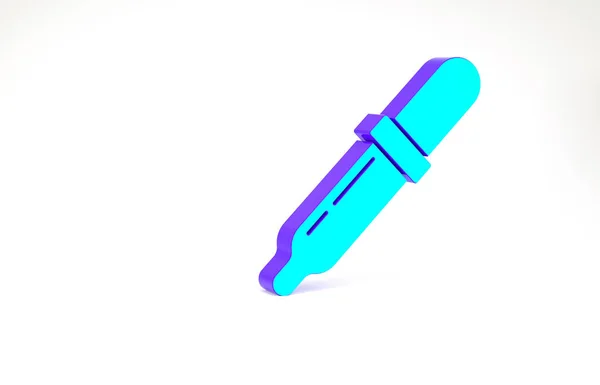 Icône Pipette turquoise isolée sur fond blanc. Élément d'équipement médical, de laboratoire de chimie. Symbole médical. Concept de minimalisme. Illustration 3D rendu 3D — Photo