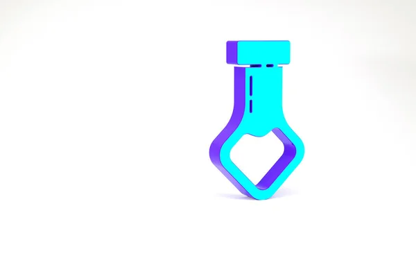 Türkis Reagenzglas und Kolben chemischen Labortest Symbol isoliert auf weißem Hintergrund. Laborgläser. Minimalismus-Konzept. 3D Illustration 3D Renderer — Stockfoto