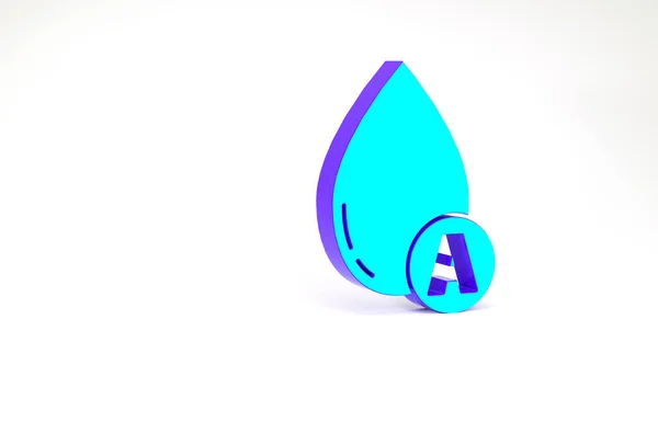 Türkises Wassertropfen-Symbol isoliert auf weißem Hintergrund. Minimalismus-Konzept. 3D Illustration 3D Renderer — Stockfoto