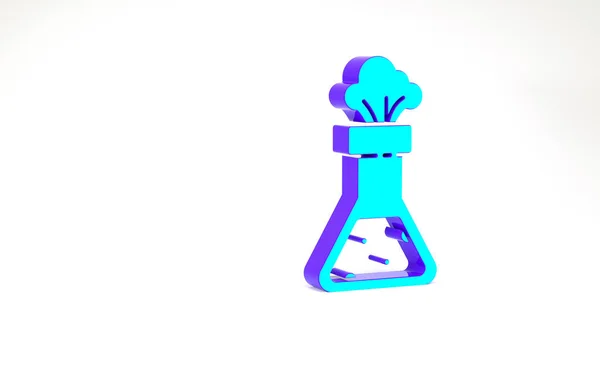 Turquoise Tube à essai et ballon icône d'essai de laboratoire chimique isolé sur fond blanc. Verrerie de laboratoire signe. Concept de minimalisme. Illustration 3D rendu 3D — Photo