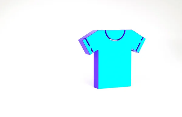 Ícone de camiseta turquesa isolado no fundo branco. Conceito de minimalismo. 3D ilustração 3D render — Fotografia de Stock