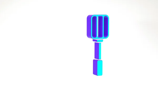 Türkises Spatel-Symbol isoliert auf weißem Hintergrund. Küchenspachtel-Symbol. Grillspachtel-Schild. Grill und Grillwerkzeug. Minimalismus-Konzept. 3D Illustration 3D Renderer — Stockfoto