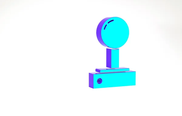 Бирюзовый джойстик для иконки игрового автомата изолирован на белом фоне. Джойстик геймпад. Концепция минимализма. 3D-рендеринг — стоковое фото