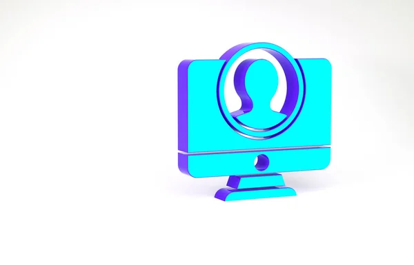 Türkis Create account screen icon isoliert auf weißem Hintergrund. Minimalismus-Konzept. 3D Illustration 3D Renderer — Stockfoto