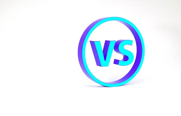 Turquoise VS Versus battle icon isolated on white background. Competition vs match game, martial battle vs sport. Minimalism concept. 3d illustration 3D render — Stock Photo, Image