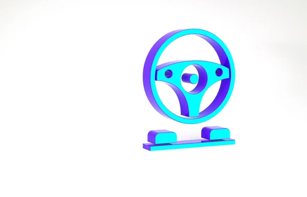 Icono de cabina del simulador Turquoise Racing aislado sobre fondo blanco. Accesorio de juego. Gadget para conducir juego de simulación. Concepto minimalista. 3D ilustración 3D render —  Fotos de Stock