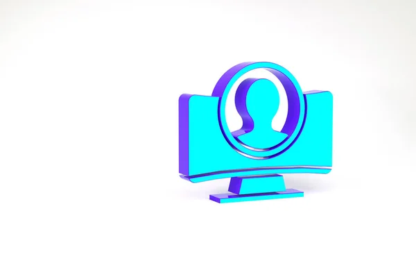 Turquoise Create account screen icon 은 흰색 배경에 분리되어 있다. 미니멀리즘의 개념입니다. 3d 삽화 3D 렌더링 — 스톡 사진