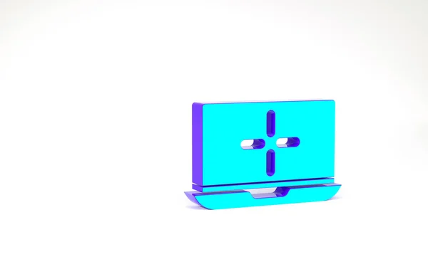 Icono de Turquoise Laptop aislado sobre fondo blanco. Computadora portátil con pantalla vacía. Concepto minimalista. 3D ilustración 3D render —  Fotos de Stock