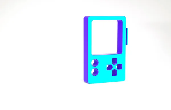 Icono de consola de videojuegos portátil turquesa aislado sobre fondo blanco. Señal de mando. Concepto de juego. Concepto minimalista. 3D ilustración 3D render —  Fotos de Stock