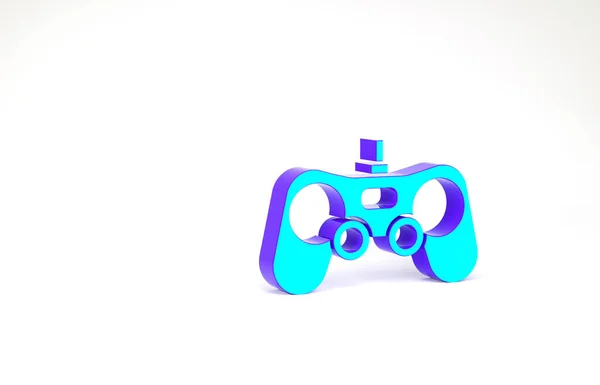 Türkises Gamepad-Symbol isoliert auf weißem Hintergrund. Spielkontrolle. Minimalismus-Konzept. 3D Illustration 3D Renderer — Stockfoto