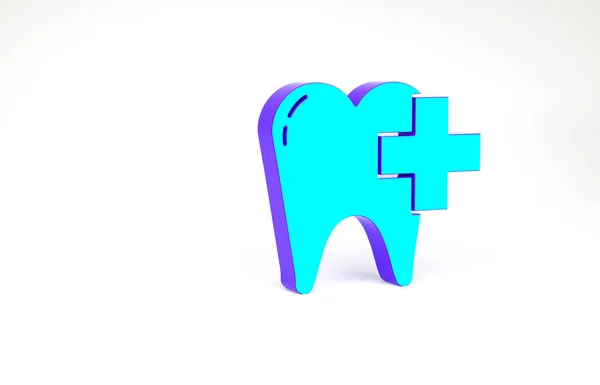 Turquesa Clínica odontológica para cuidados dentários ícone dente isolado no fundo branco. Conceito de minimalismo. 3D ilustração 3D render — Fotografia de Stock