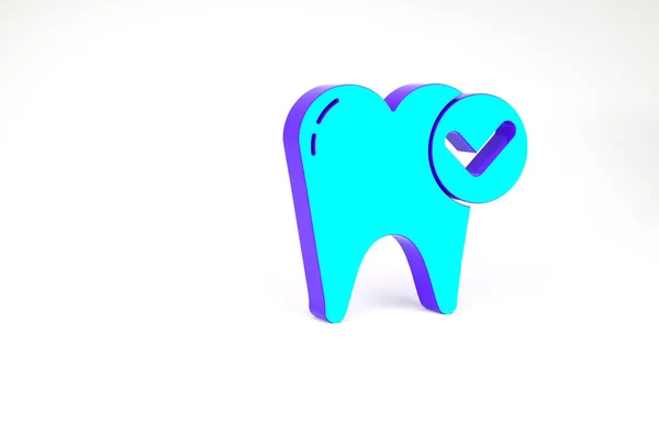 Icono del concepto de blanqueamiento de dientes turquesa aislado sobre fondo blanco. Símbolo dental para clínica odontológica o centro médico dentista. Concepto minimalista. 3D ilustración 3D render —  Fotos de Stock