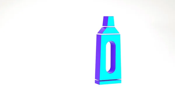 Tube turquoise d'icône de dentifrice isolé sur fond blanc. Concept de minimalisme. Illustration 3D rendu 3D — Photo