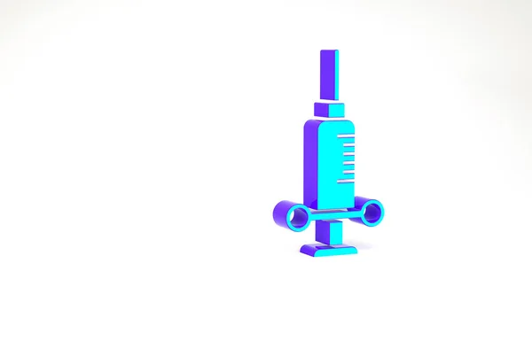 Τυρκουάζ Οδοντιατρική σύριγγα με εικονίδιο βελόνας που απομονώνεται σε λευκό φόντο. Μινιμαλιστική έννοια. 3d απεικόνιση 3D καθιστούν — Φωτογραφία Αρχείου