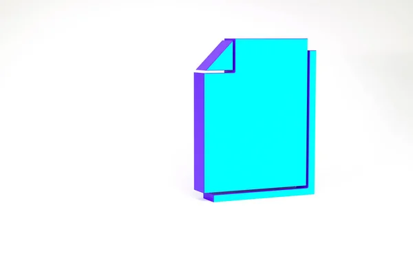 Icône Turquoise Document isolée sur fond blanc. Icône de fichier. Icône Liste de vérification. Concept d'entreprise. Concept de minimalisme. Illustration 3D rendu 3D — Photo