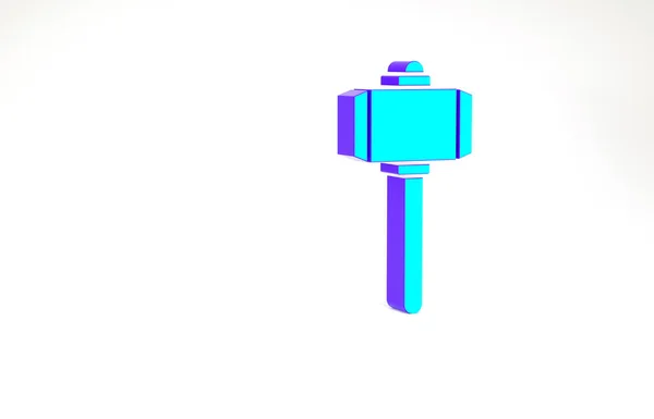 Turquoise Battle hammer icon isolated on white background. Minimalism concept. 3d illustration 3D render — Stock Photo, Image