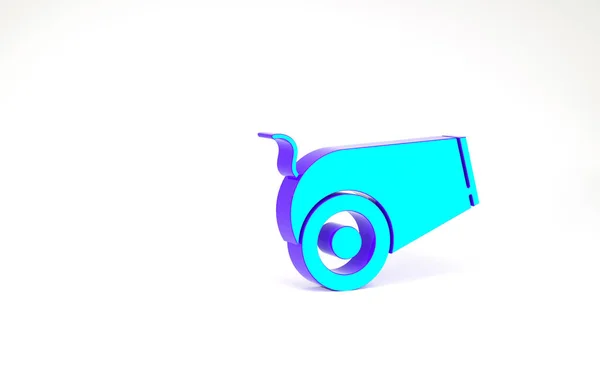 Turquoise Cannon icoon geïsoleerd op witte achtergrond. Middeleeuwse wapens. Minimalisme concept. 3d illustratie 3D renderen — Stockfoto