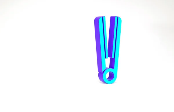 Tyrkysová Curling železo pro vlasy ikona izolované na bílém pozadí. Ikona narovnávače vlasů. Minimalismus. 3D ilustrace 3D vykreslení — Stock fotografie