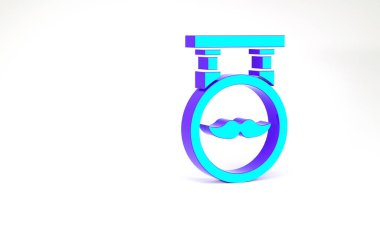 Turkuaz berber ikonu beyaz arka planda izole edildi. Kuaför logosu ya da tabela. Minimalizm kavramı. 3d illüstrasyon 3B canlandırma