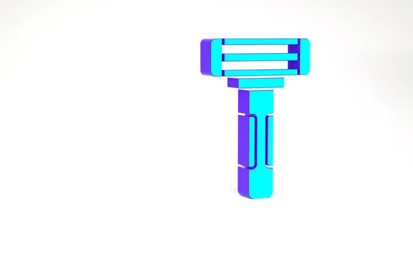 Τυρκουάζ ξυριστική εικόνα που απομονώνεται σε λευκό φόντο. Μινιμαλιστική έννοια. 3d απεικόνιση 3D καθιστούν — Φωτογραφία Αρχείου