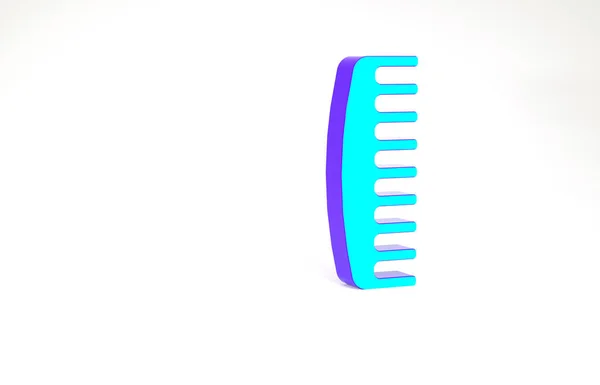 Ícone de escova de cabelo turquesa isolado no fundo branco. Pente o sinal do cabelo. Símbolo de barbeiro. Conceito de minimalismo. 3D ilustração 3D render — Fotografia de Stock