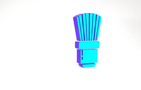 Tyrkysová ikona Holení štětce izolované na bílém pozadí. Symbol holičství. Minimalismus. 3D ilustrace 3D vykreslení — Stock fotografie