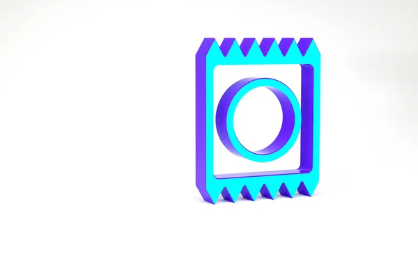 Turquoise Condom σε εικονίδιο πακέτου που απομονώνεται σε λευκό φόντο. Ασφαλές σύμβολο αγάπης. Αντισυλληπτική μέθοδος για αρσενικό. Μινιμαλιστική έννοια. 3d απεικόνιση 3D καθιστούν — Φωτογραφία Αρχείου
