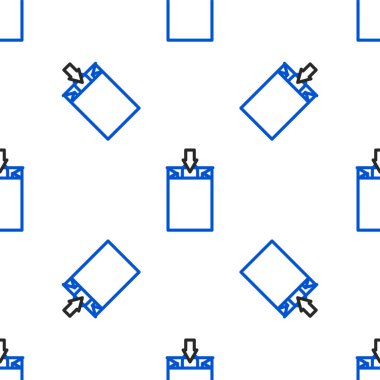 Çizgi kâğıt poşet ikonu beyaz arka planda izole edilmiş pürüzsüz desen. Paket işareti. Renkli taslak konsepti. Vektör.