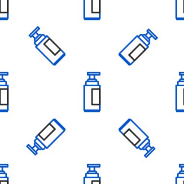 Çizgi krem ya da losyon kozmetik tüp ikonu beyaz arka planda izole edilmiş pürüzsüz desen. Erkekler için vücut bakım ürünleri. Renkli taslak konsepti. Vektör.