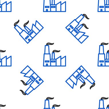 Çizgi Fabrikası simgesi beyaz arkaplanda izole edilmiş kusursuz desen. Endüstriyel bina. Renkli taslak konsepti. Vektör.