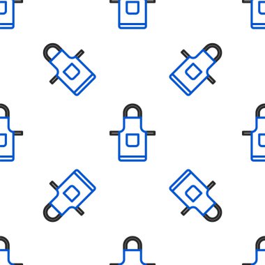 Line Kitchen önlük simgesi beyaz arkaplanda kusursuz desen izole etti. Yemek pişirmek için şef üniforması. Renkli taslak konsepti. Vektör.