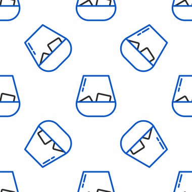 Çizgili viski ve buz küpleri simgesi beyaz arka planda izole edilmiş. Renkli taslak konsepti. Vektör.