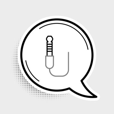 Hat Ses Jack simgesi gri arkaplanda izole edildi. Bağlantı ses ekipmanları için ses kablosu. Fiş kablosu. Müzik aleti. Renkli taslak konsepti. Vektör.