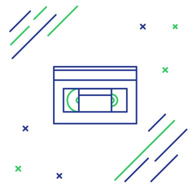 Hat VHS video kaset simgesi beyaz arkaplanda izole edildi. Renkli taslak konsepti. Vektör.