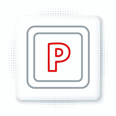 Beyaz arkaplanda çizgi park simgesi izole edildi. Sokak tabelası. Renkli taslak konsepti. Vektör.