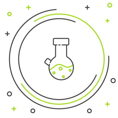 Çizgi Test tüpü ve kimyasal test ikonu beyaz arka planda izole edildi. Laboratuvar cam levhası. Renkli taslak konsepti. Vektör.