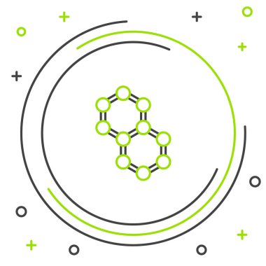Molekül simgesi beyaz arkaplanda izole edildi. Kimya moleküllerinin yapısı, fen öğretmenlerinin yenilikçi eğitim posteri. Renkli taslak konsepti. Vektör.