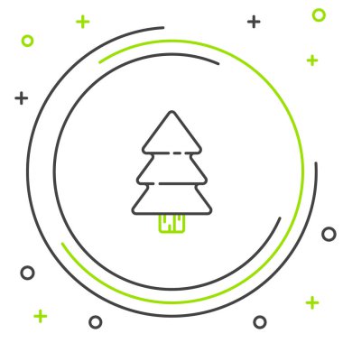 Beyaz arka planda izole edilmiş çizgi Noel ağacı simgesi. Mutlu Noeller ve mutlu yıllar. Renkli taslak konsepti. Vektör.