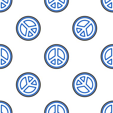 Çizgi Barış simgesi beyaz arka planda kusursuz desen izole etti. Hippi barış sembolü. Renkli taslak konsepti. Vektör.