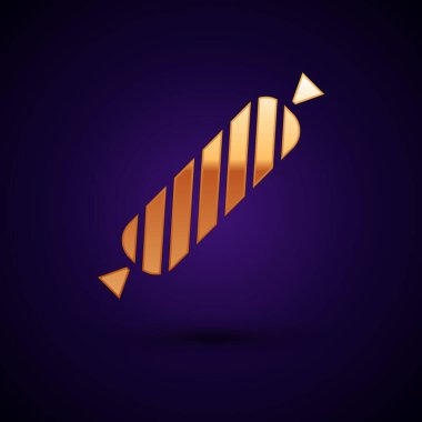 Altın Şeker simgesi siyah arkaplanda izole edildi. Vektör.