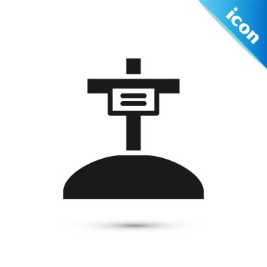 Beyaz arka planda çapraz simgesi olan gri mezar. Vektör.