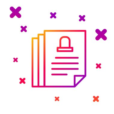 Renk çizgisi Ölüm sertifikası simgesi beyaz arkaplanda izole edildi. Kademeli rastgele dinamik şekiller. Vektör.