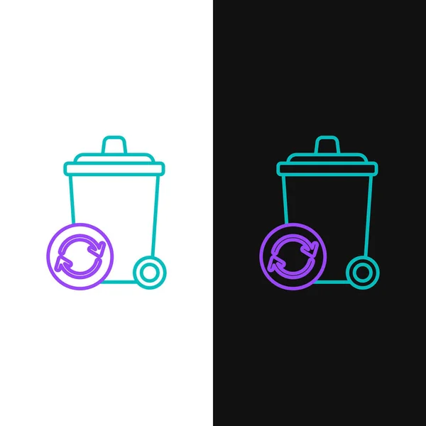 Sampah Daur Ulang Garis Dengan Ikon Simbol Daur Ulang Diisolasi - Stok Vektor