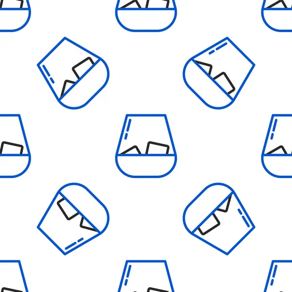 Çizgili viski ve buz küpleri simgesi beyaz arka planda izole edilmiş. Renkli taslak konsepti. Vektör.