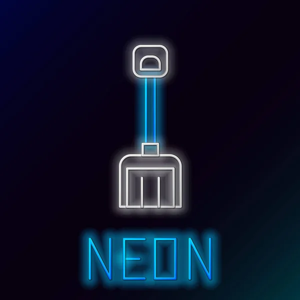 Gloeiende Neon Lijn Sneeuwschop Pictogram Geïsoleerd Zwarte Achtergrond Kleurrijk Concept — Stockvector