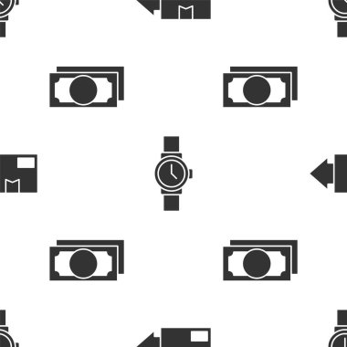 Karton karton kutu, bilek saati ve deste parayı pürüzsüz kalıba göre ayarlayın. Vektör.